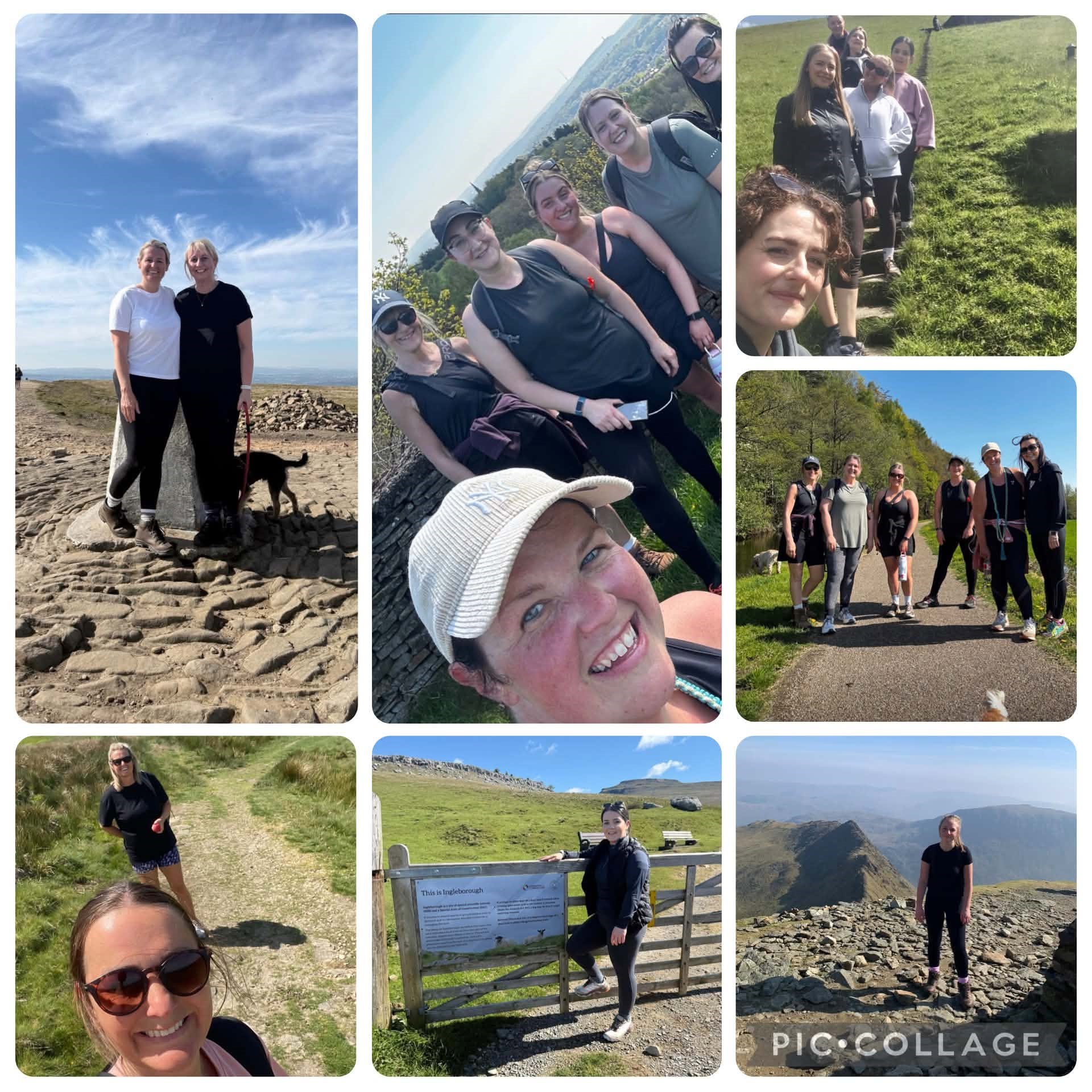 Collage of walkers in a variety of outdoor scenes in walking gear