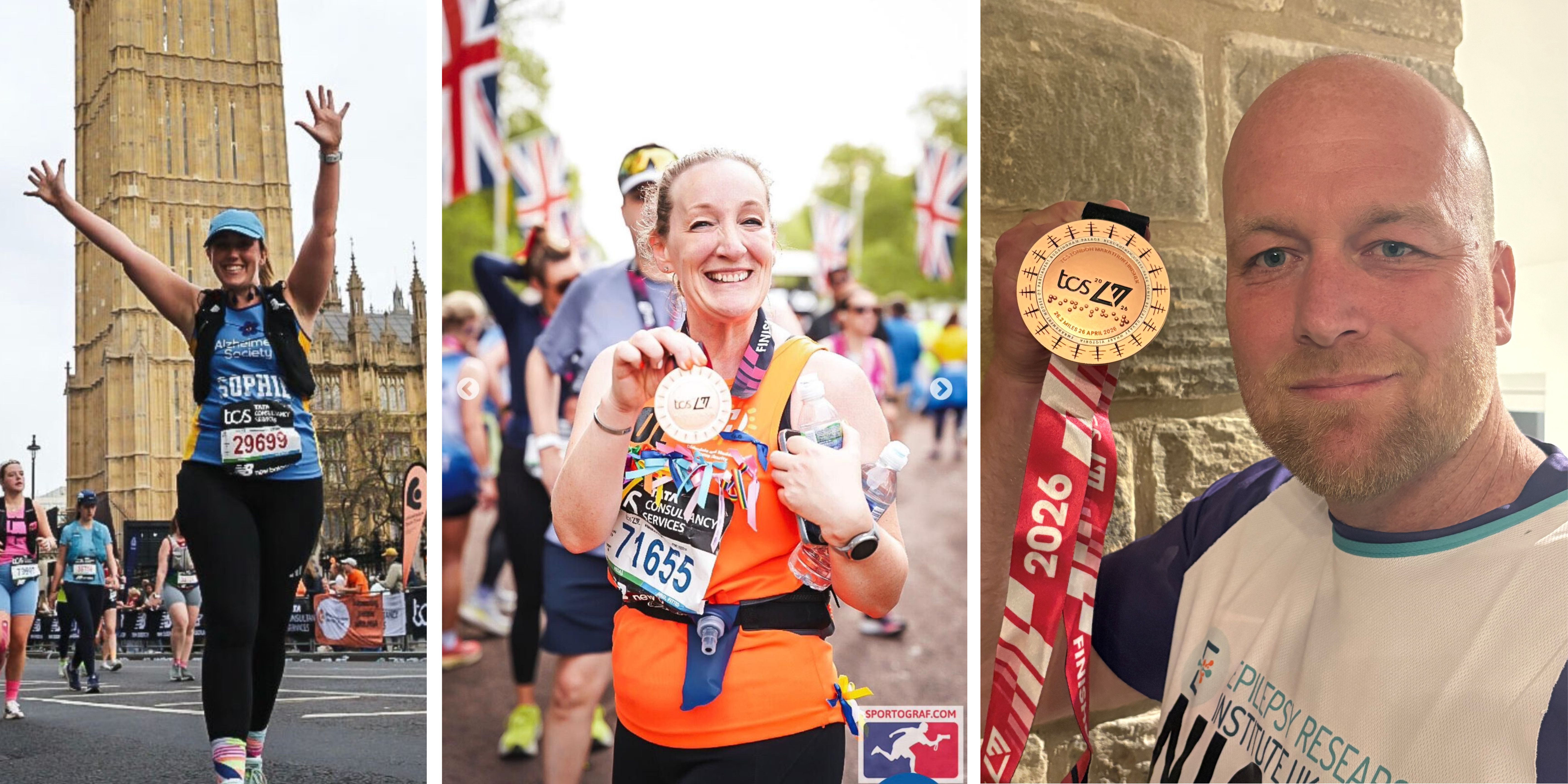 Sophie, Zoe and Nick at the London Marathon