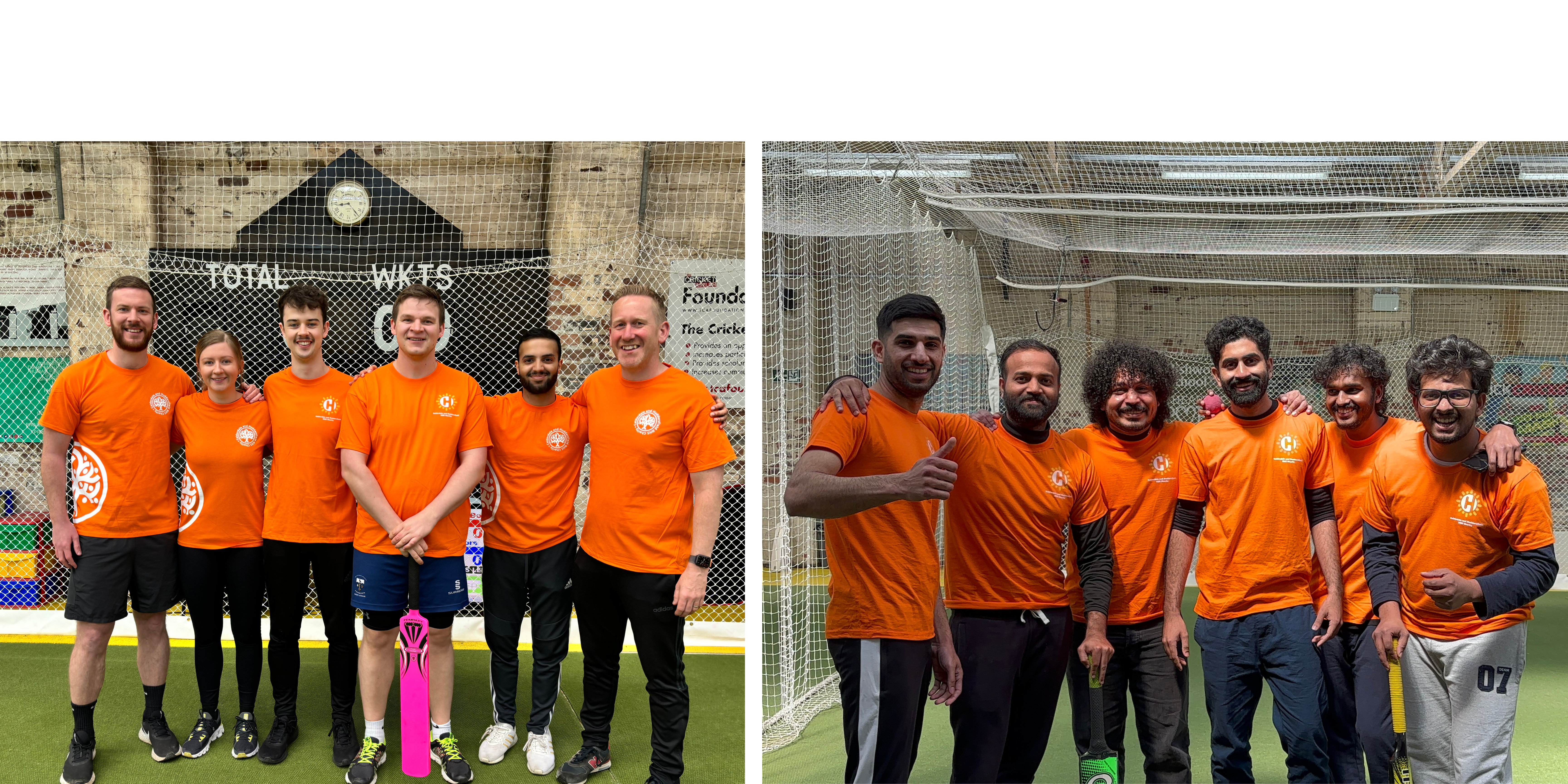 two opposing teams posing for the camera