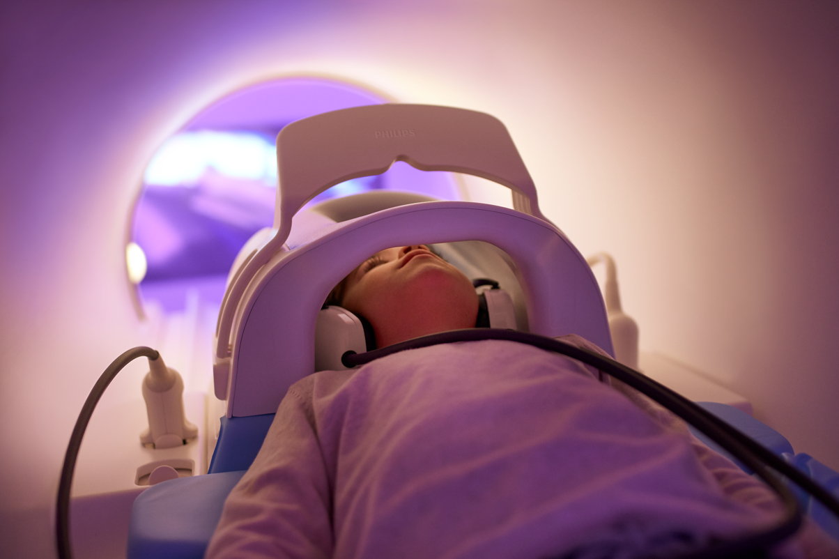 Child in MRI scanner.